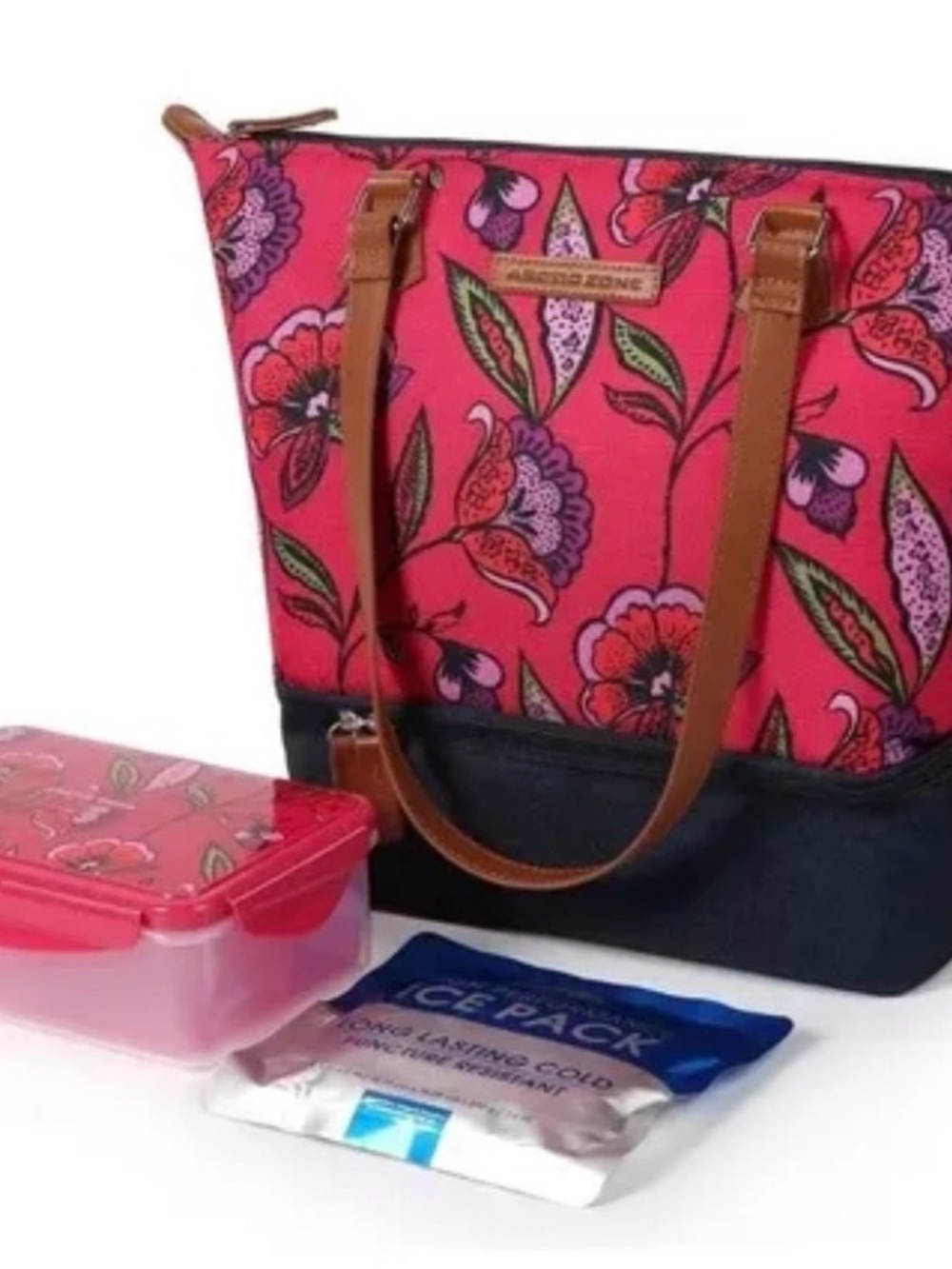 Arctic Zone Insulated Lunch Tote Floral Pink Canvas Tote Office Sports